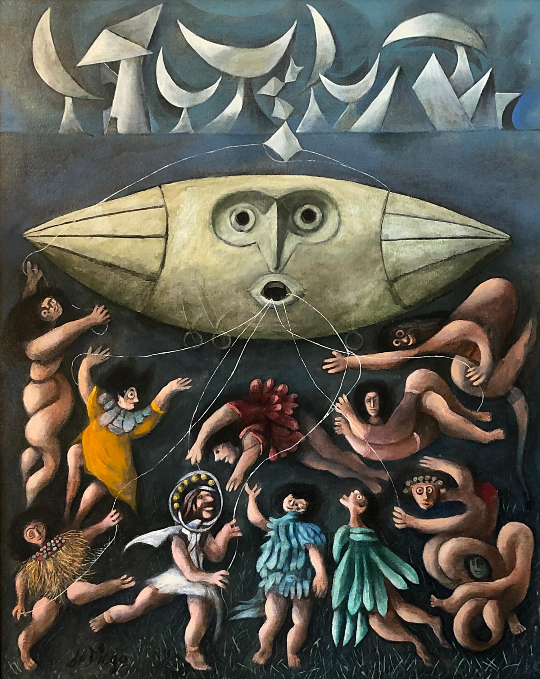 Lords of the Sky, Ölgemälde von Julio De Diego – Painting von Julio de Diego