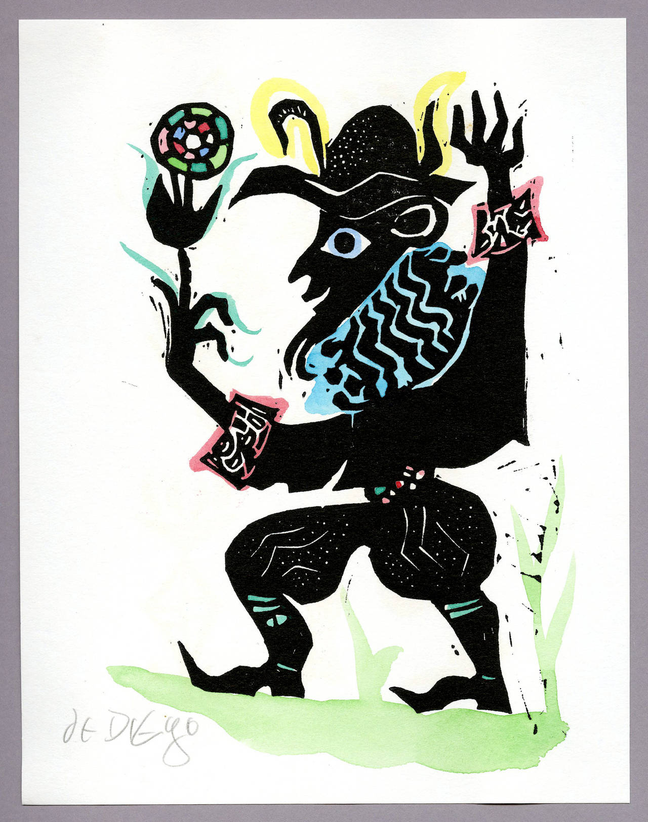 String bound booklet (portfolio) with six hand colored woodcuts, signed in pencil by the artist, tipped in the book

Provenance:

Estate of the artist

By descent to his daughter Kiriki Metzo

Julio de Diego 
(1900-1979)

Julio de Diego (1900-1979)