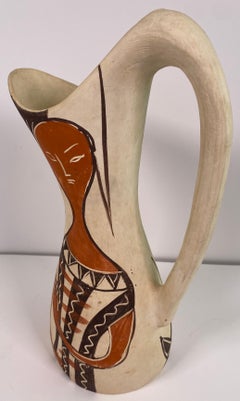 Julio Fajardo Colombian Modernist Ceramic Pitcher Vase, Figural Studio Pottery