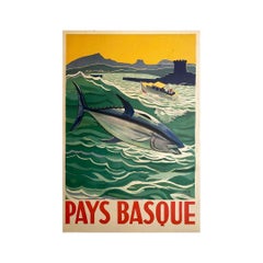 Vintage Pays Basque - Circa 1940 Original Poster - Fishing - Tourism - Sea