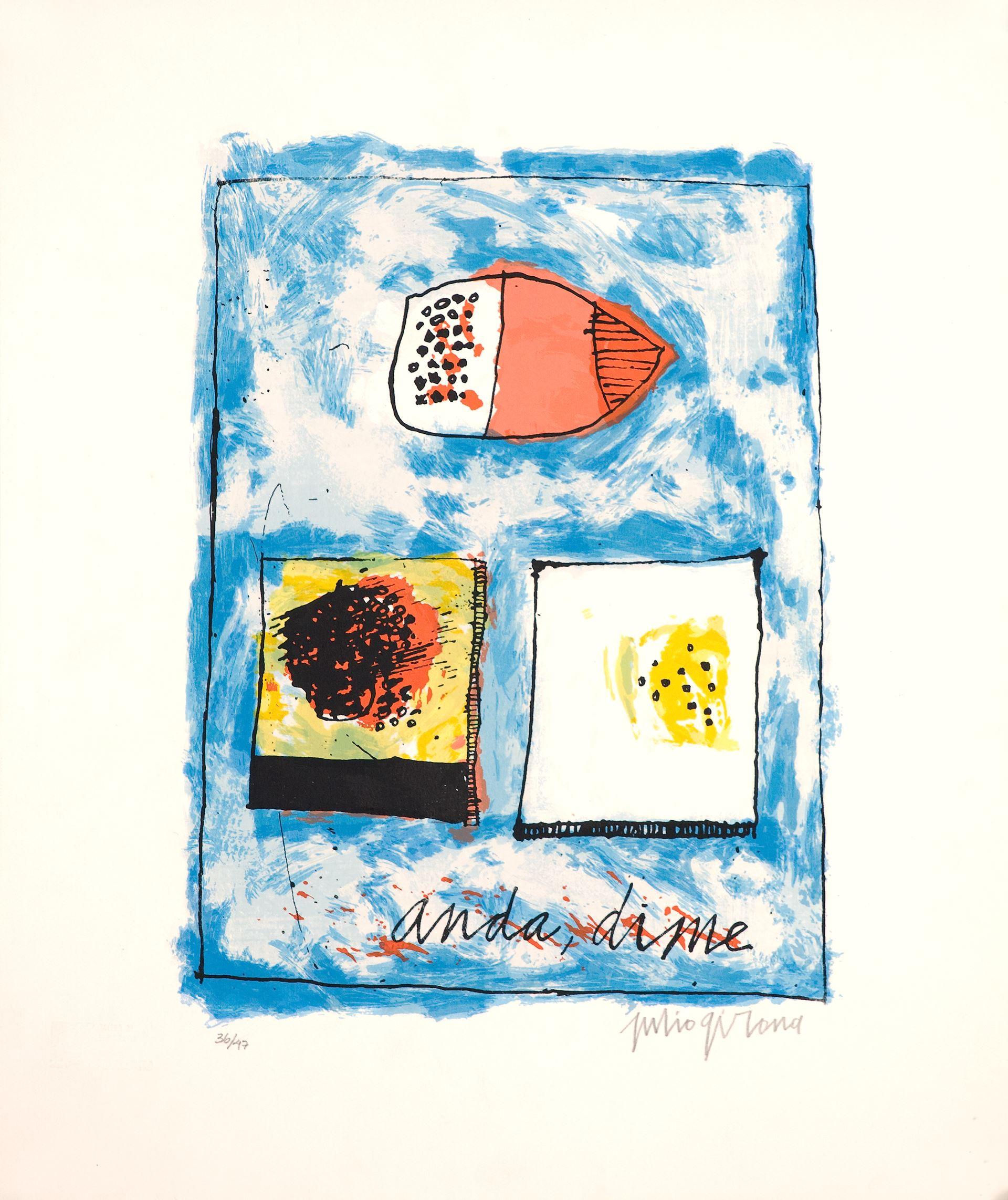 "Julio Girona (Cuba, 1914-2002)
'Anda, dime', 1999
silkscreen on paper
20.1 x 14.1 in. (50.8 x 35.6 cm.)
Edition of 47
ID: GIR1066-004-047"

"Julio Girona is a Cuban artist who has worked in various media, including painting, drawing, printmaking,