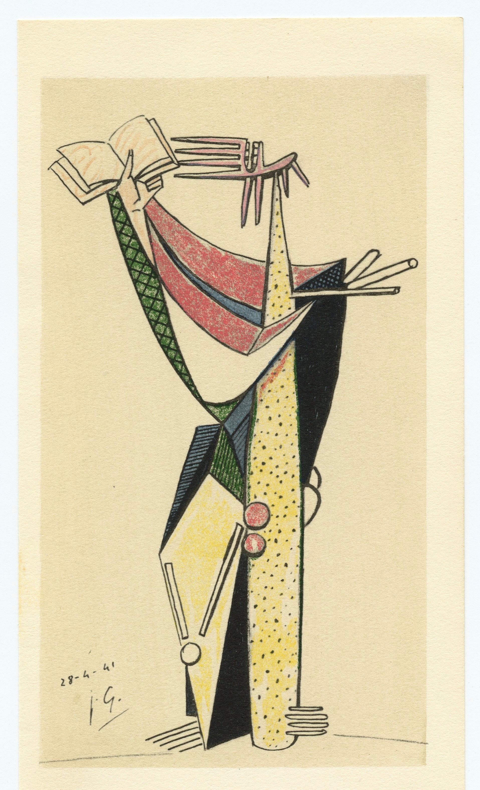 (after) Julio Gonzalez - "Personnage au livre" pochoir