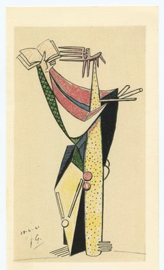 (after) Julio Gonzalez - "Personnage au livre" pochoir