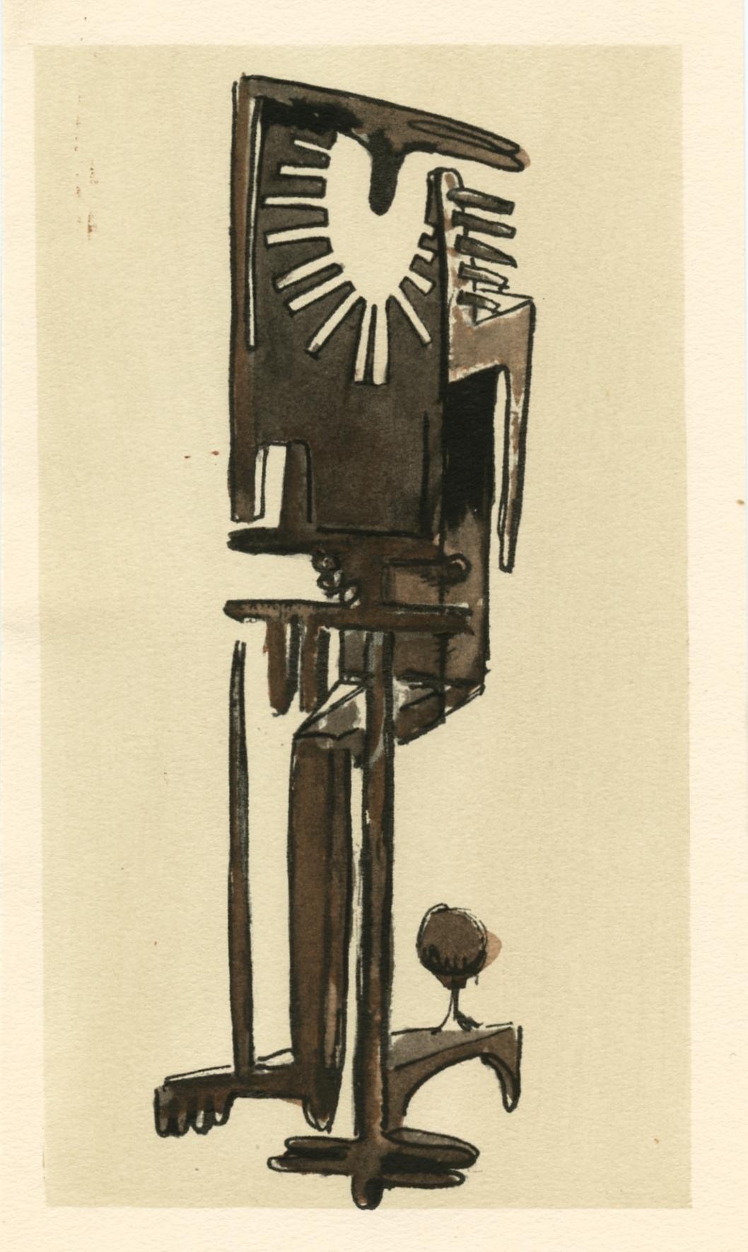 Medio: pochoir (después de la acuarela). Impreso en París en 1957 por Jacomet y publicado por la Galerie Berggruen para un raro catálogo. Tamaño de la imagen: 6 3/4 x 3 3/4 pulgadas (173 x 97 mm). No firmado.

Estado: tiene pequeñas arrugas. Hay un