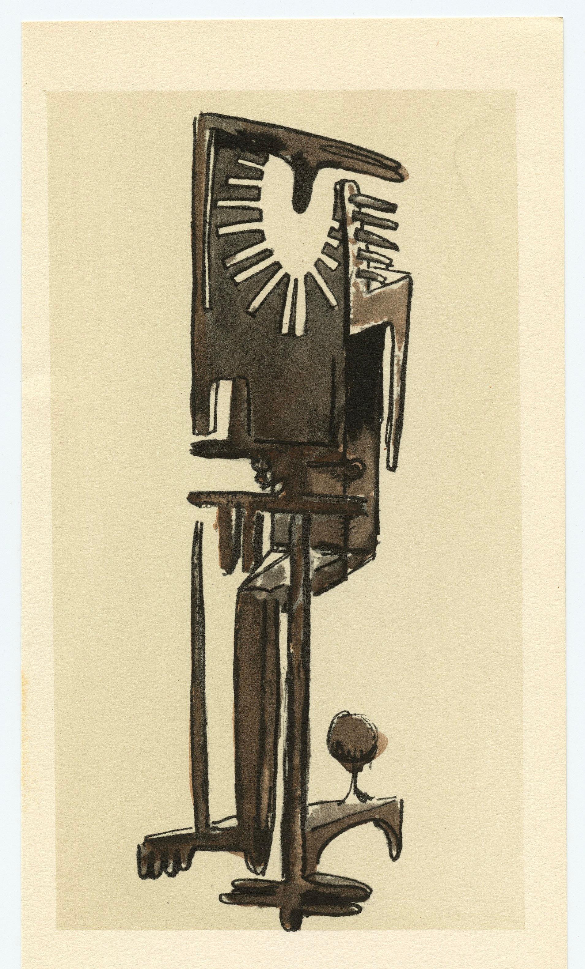 (after) Julio Gonzalez - "Personnage barbu" pochoir