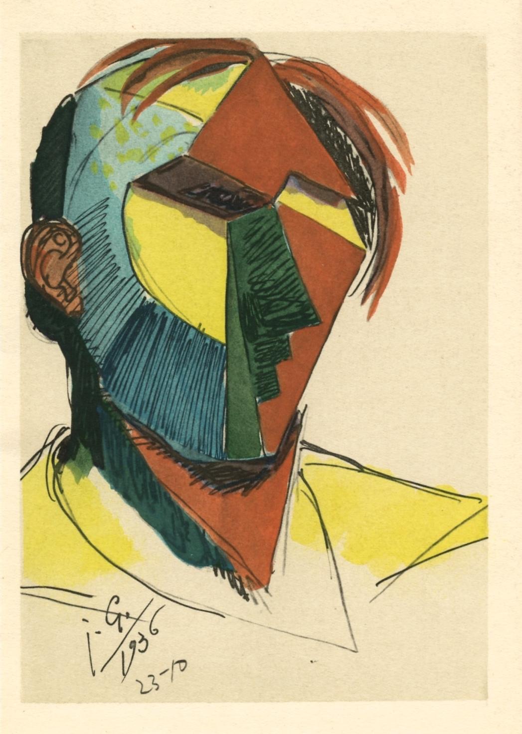 (after) Julio Gonzalez - "Tete aux cheveux defaits" pochoir - Print by Julio González