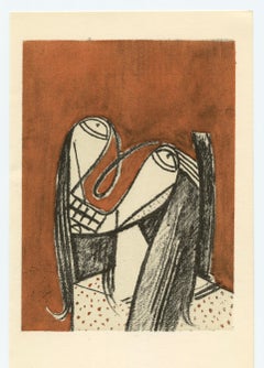 (after) Julio Gonzalez - "Tete sur fond rouille" pochoir