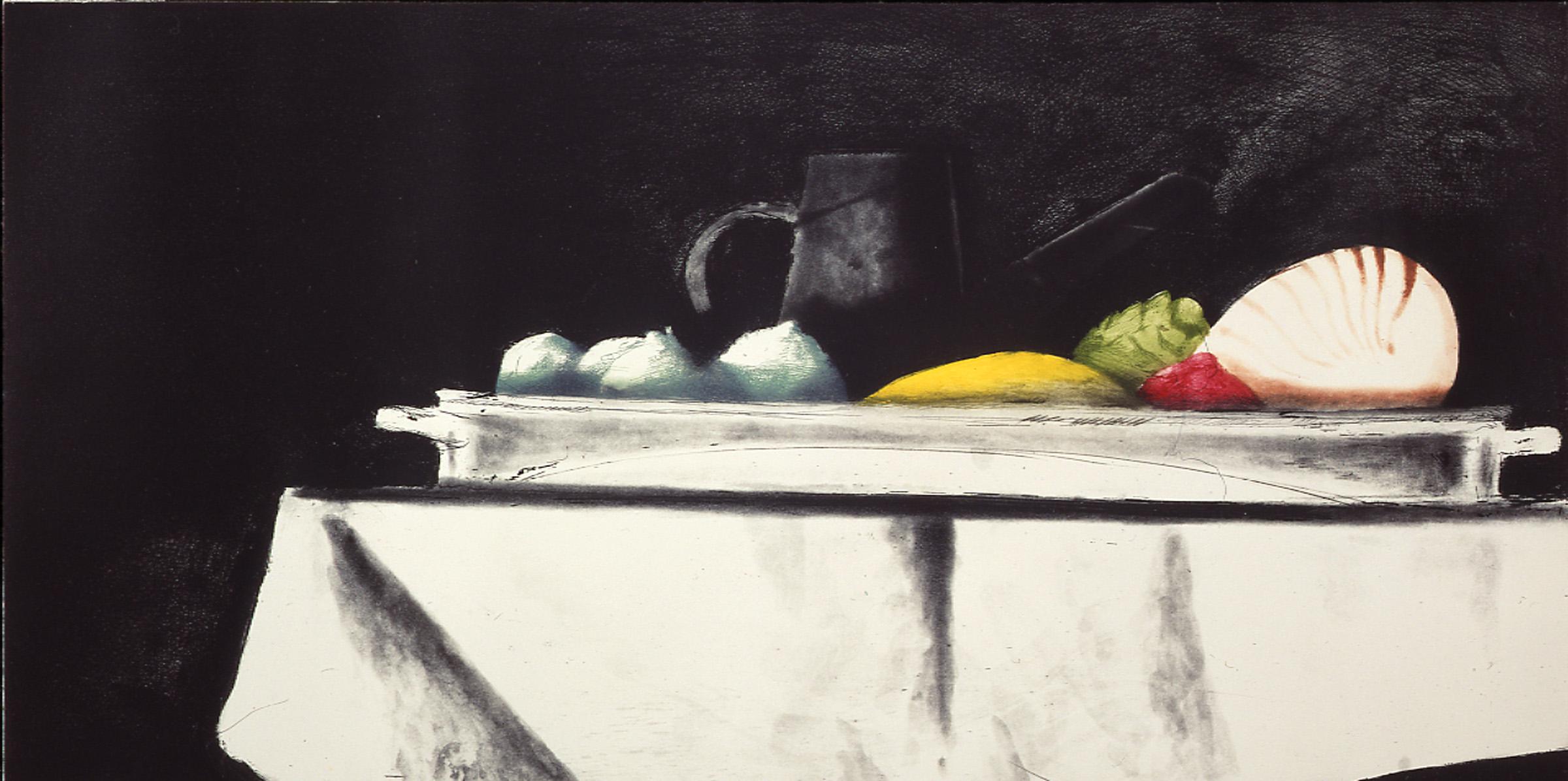 Julio Larraz Still-Life Print – GEKAMMERTE NAUTILUS