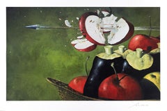 Julio Larraz Lithographie: William Tells Apfel I
