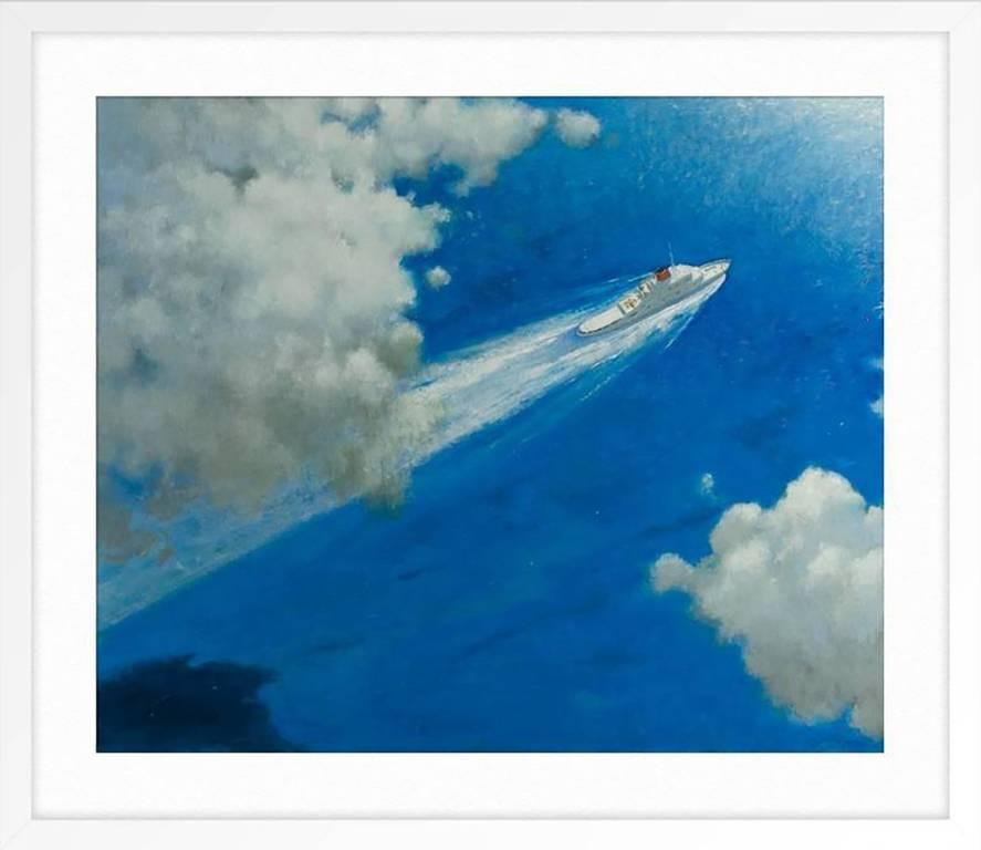 Sea Road to Bimini - Blue Landscape Print by Julio Larraz