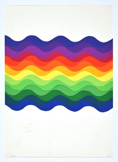 Composition - Colored waves - Original Screen Print by Julio Le Parc - 1976