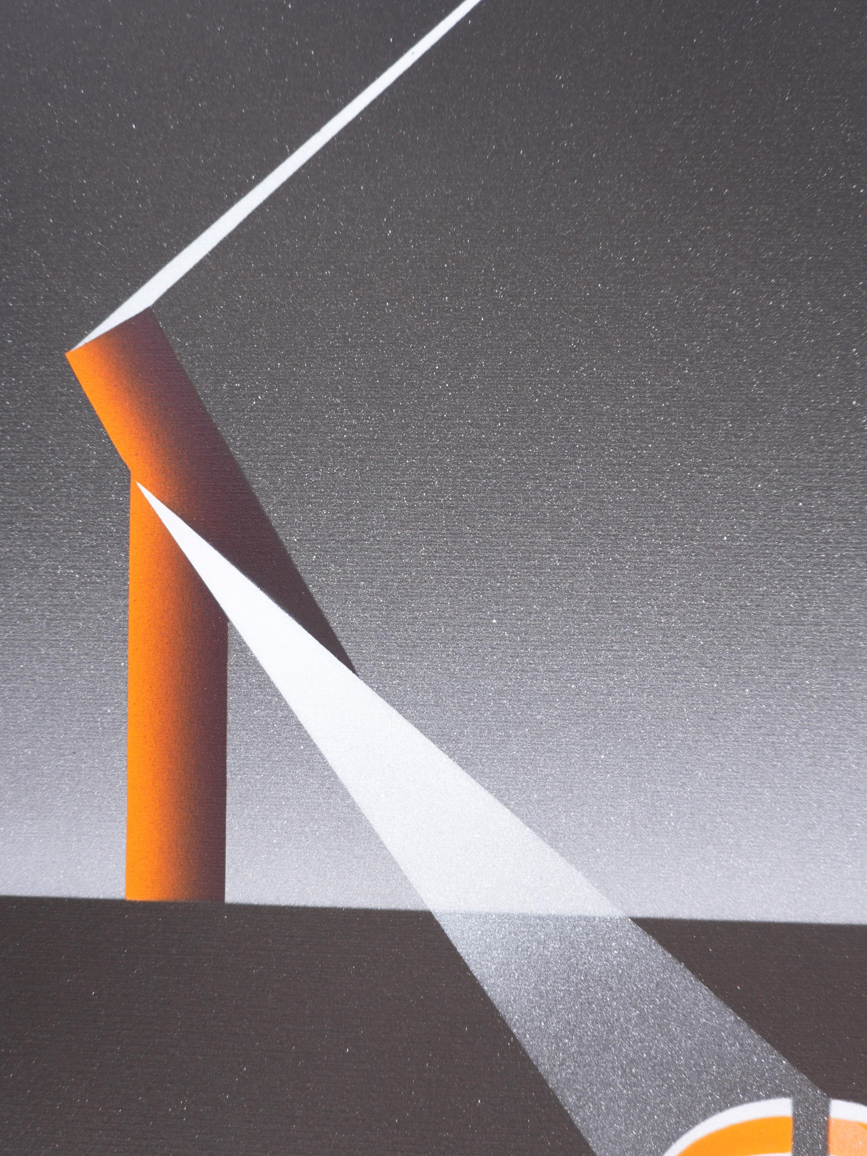 Diffrazione (Trasformazione) - Litografia originale, firmata e numerata /100 - Abstract Print Grigio di Julio Le Parc