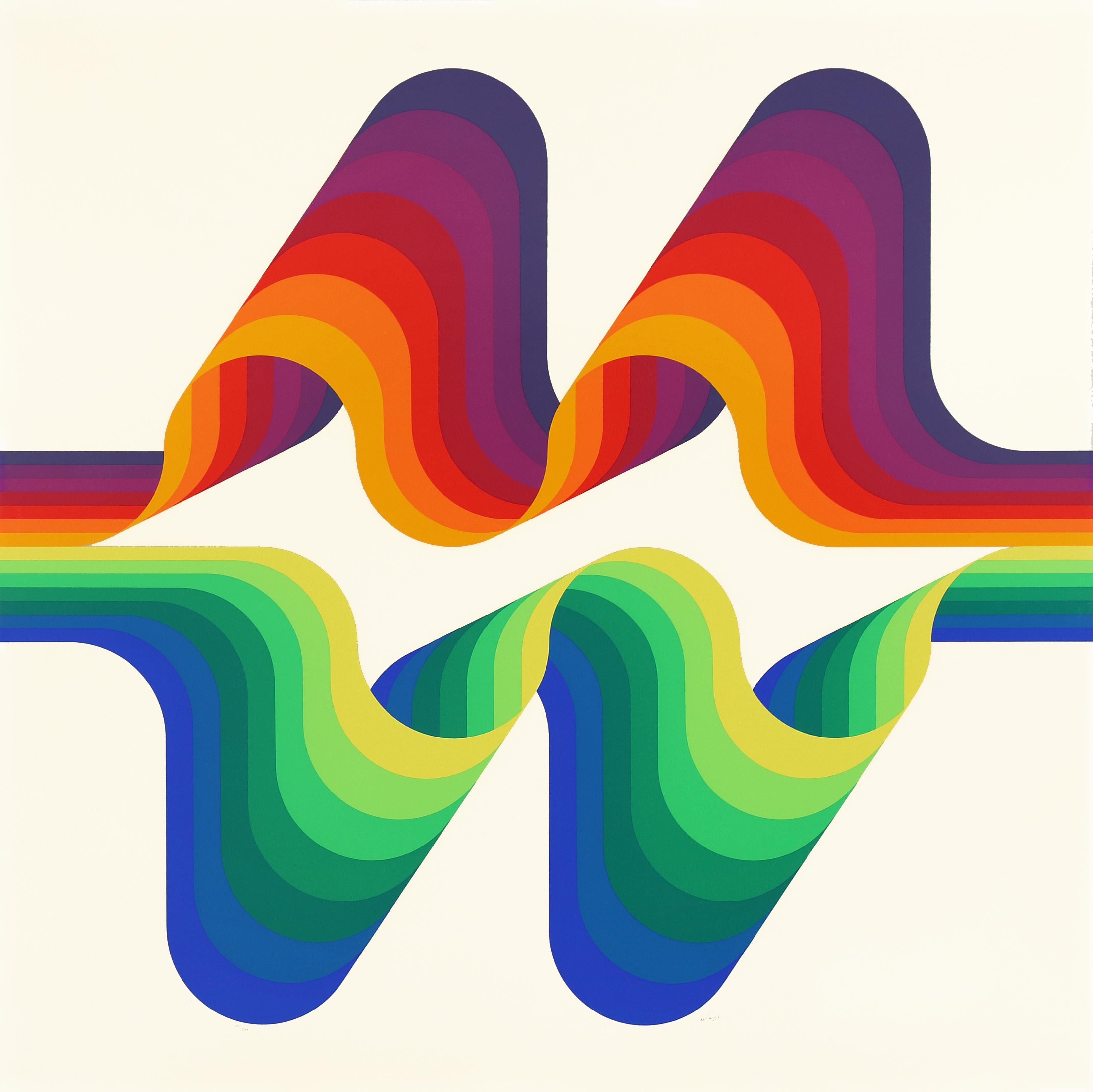 Abstract Print de Julio Le Parc - Sin título (Arco iris III) de La Longue Marche 1974