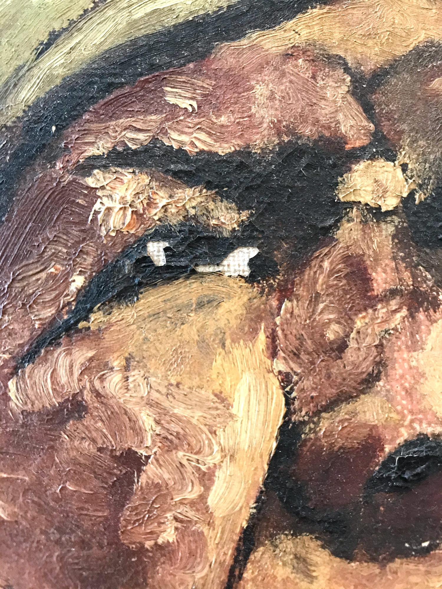 « Portrait moderniste », peinture à l'huile espagnole du milieu du 20e siècle sur toile encadrée en vente 6