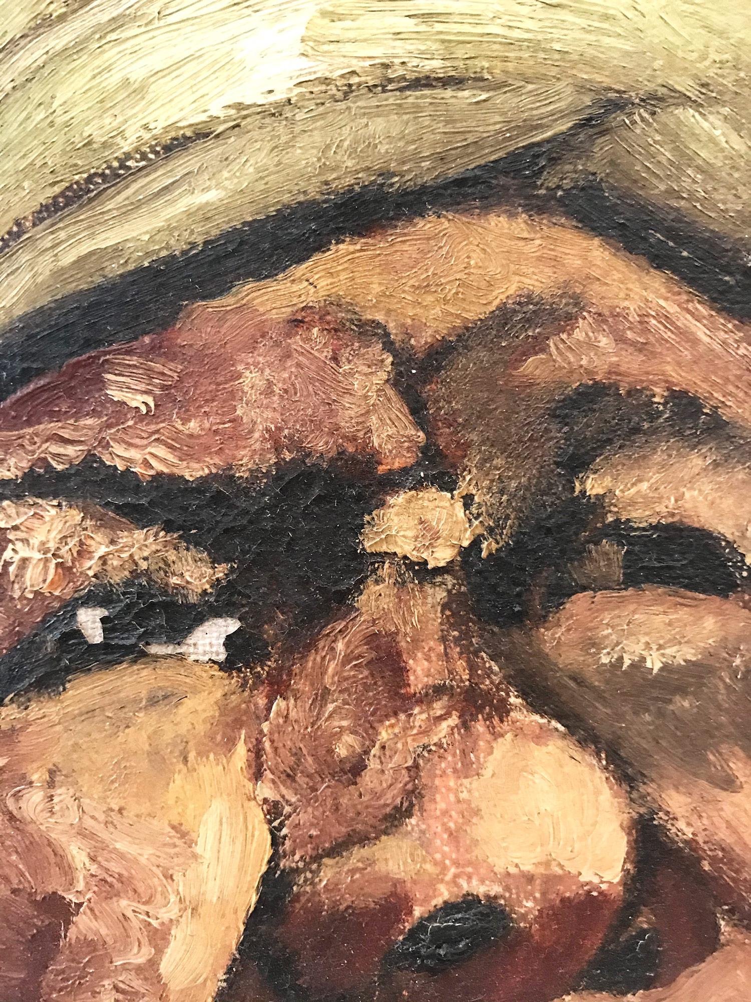 « Portrait moderniste », peinture à l'huile espagnole du milieu du 20e siècle sur toile encadrée - Moderne Painting par Julio Moisés Fernández de Villasante