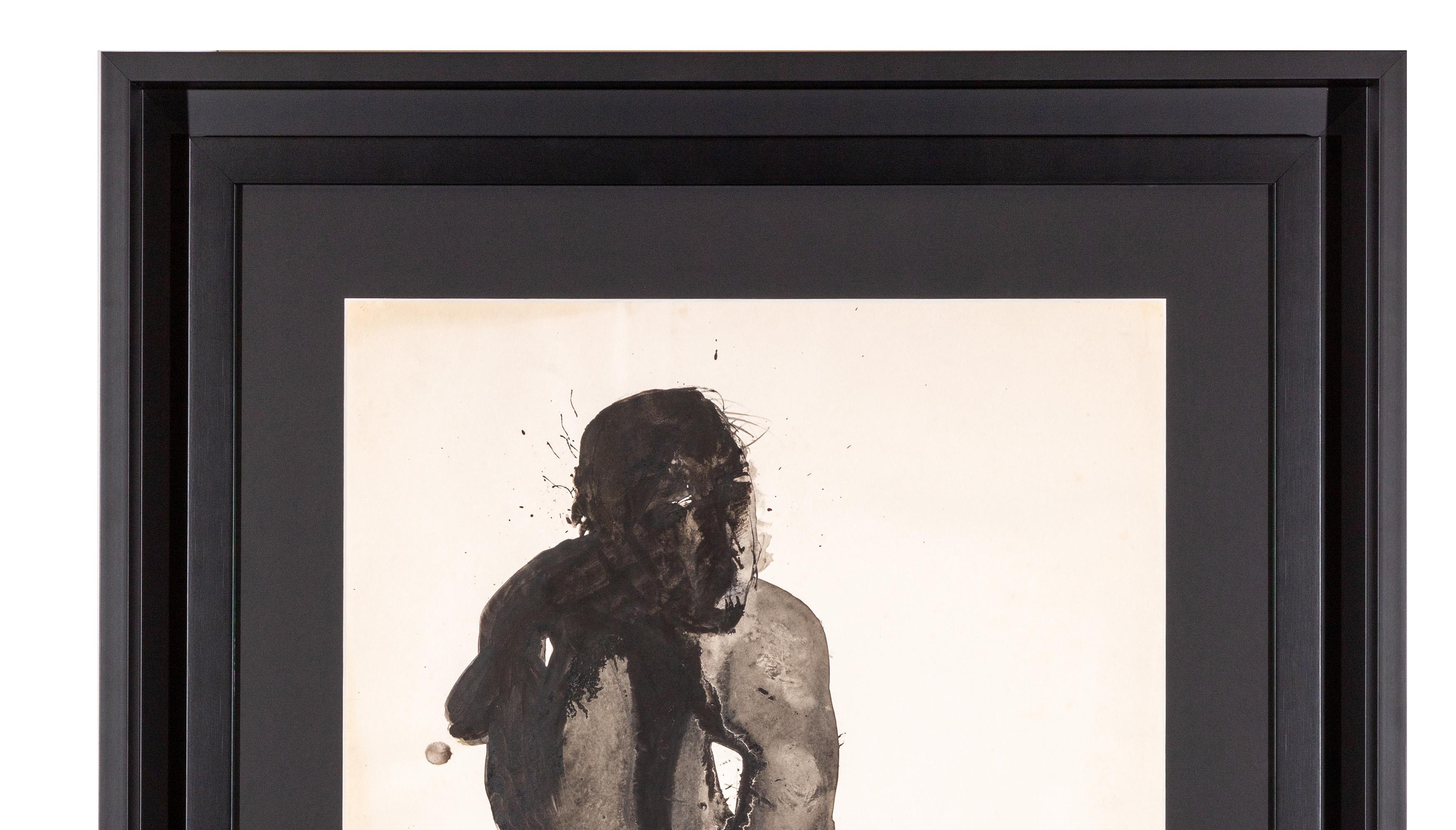 Portuguese Júlio Resende, Ink on Paper (Tinta-da-China), Signed and Dated 1981 For Sale