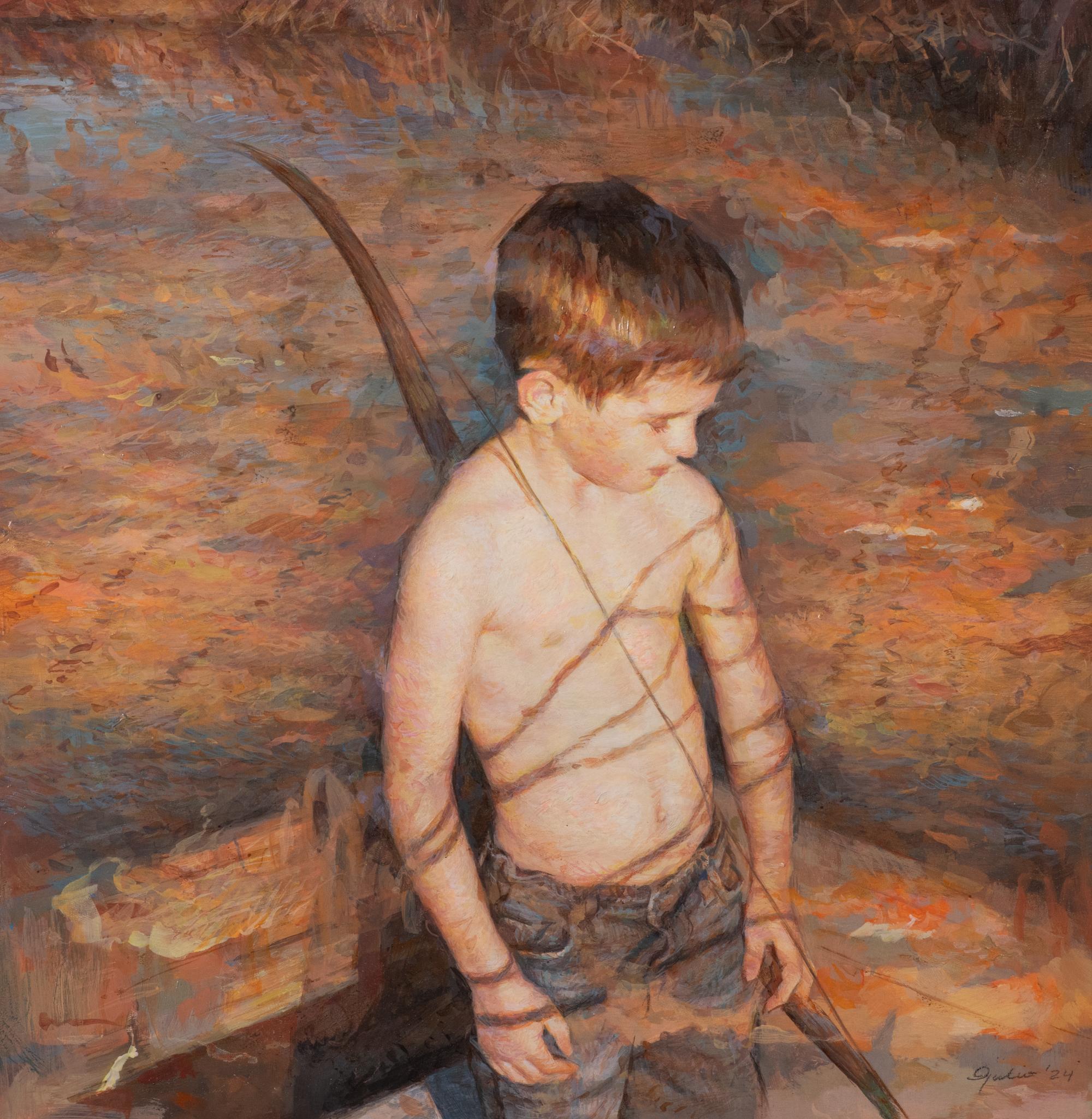 Figurative Painting di Julio Reyes - Pace nel luccichio