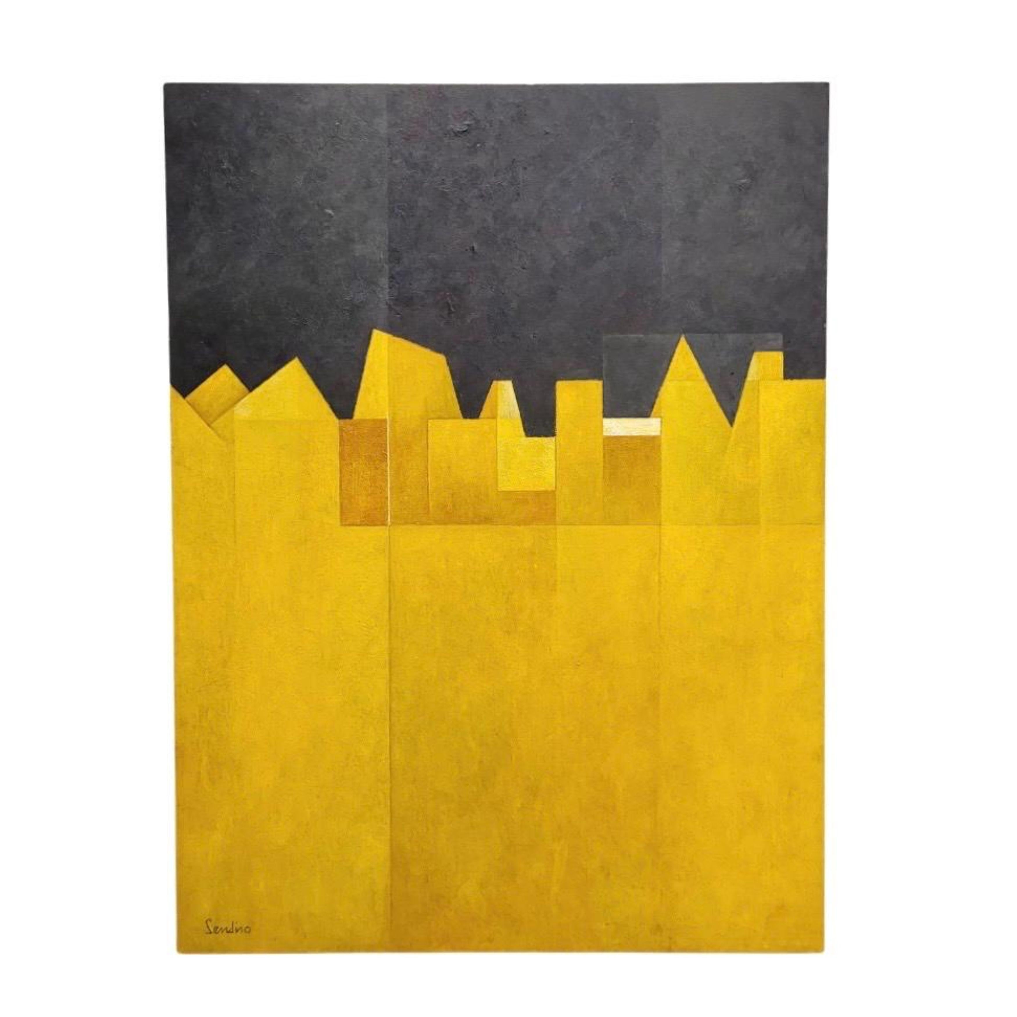 An intriguing and Gorgeous  work by Julio Sendino entitled “Lateral Movement,” created using the water encaustic technique. An abstract and geometric composition that evokes balance, harmony, and solidity through its colors and structured forms.