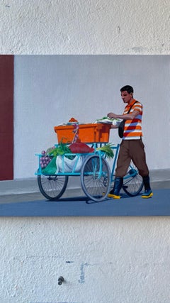At Work II - Contemporary, Figurative, Modern Oil Painting, Realism, Colourful