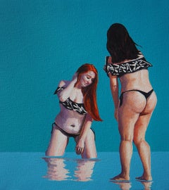 Beach Geometry 4 - Modern Figurative Oil Painting, Beach View, Realism, Women
