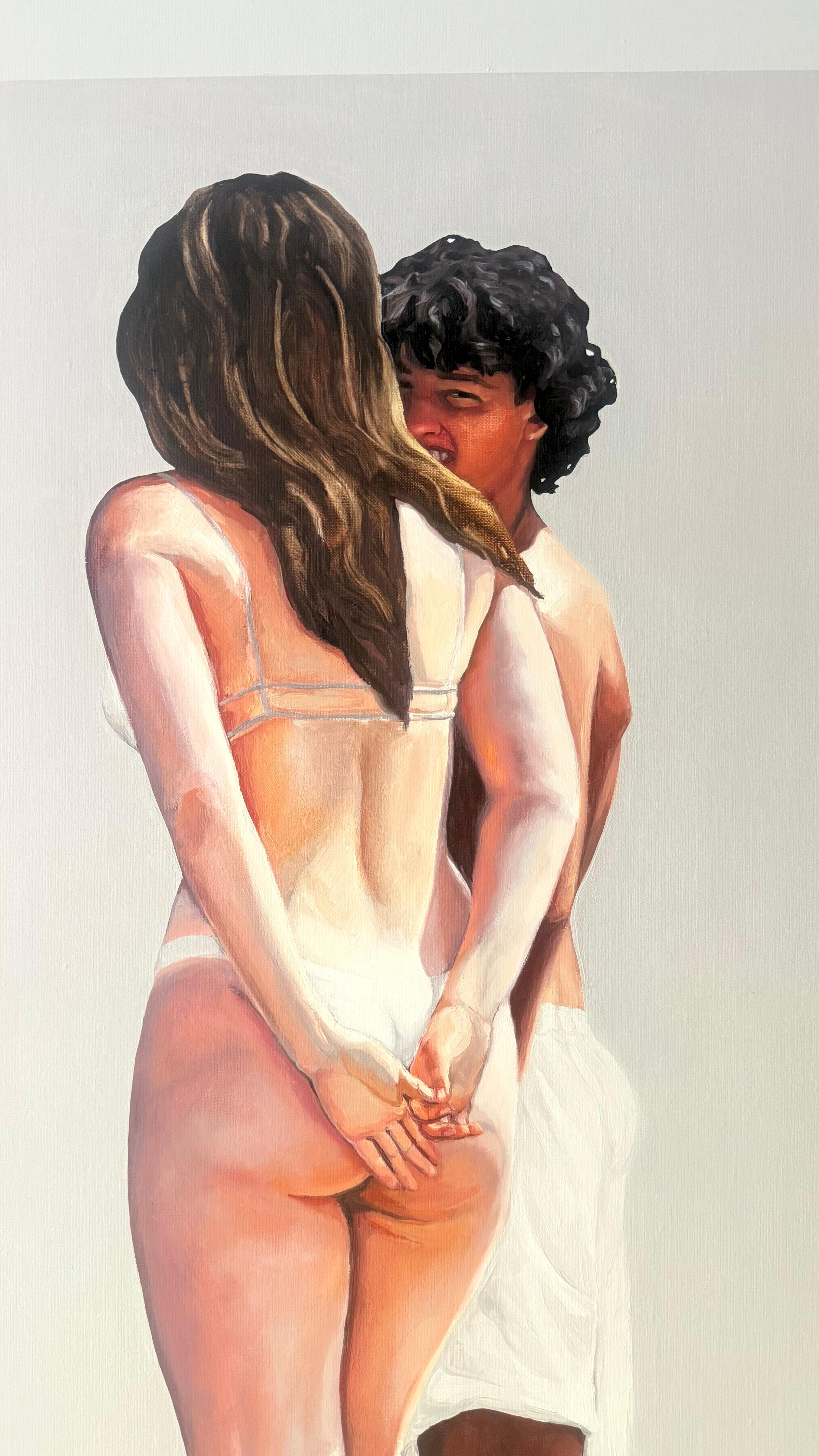 Début 6 - Peinture à l'huile figurative contemporaine, vue de la plage, bord de mer - Painting de Julita Malinowska