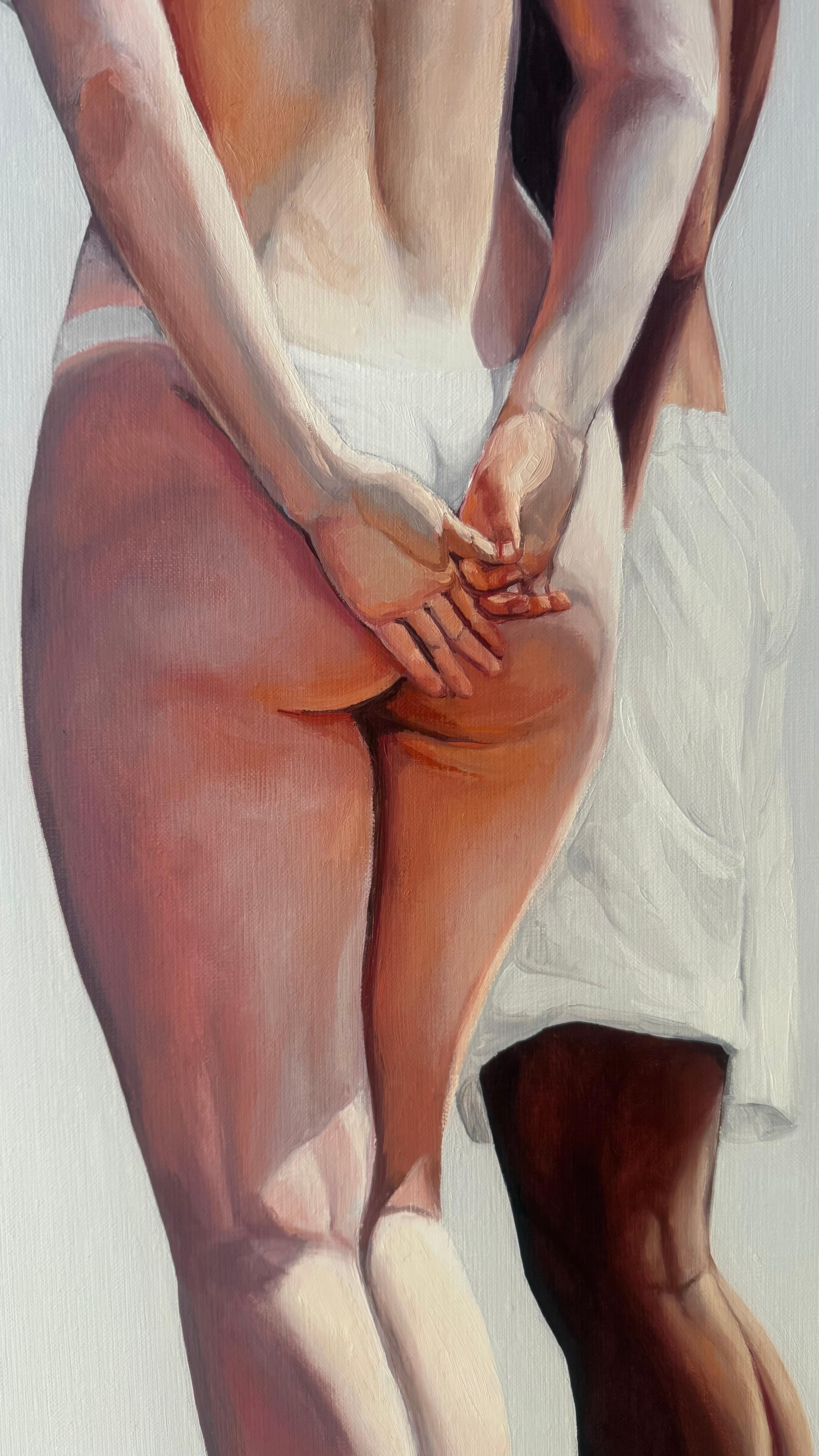 Début 6 - Peinture à l'huile figurative contemporaine, vue de la plage, bord de mer - Contemporain Painting par Julita Malinowska