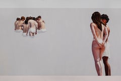 Début 6 - Peinture à l'huile figurative contemporaine, vue de la plage, bord de mer