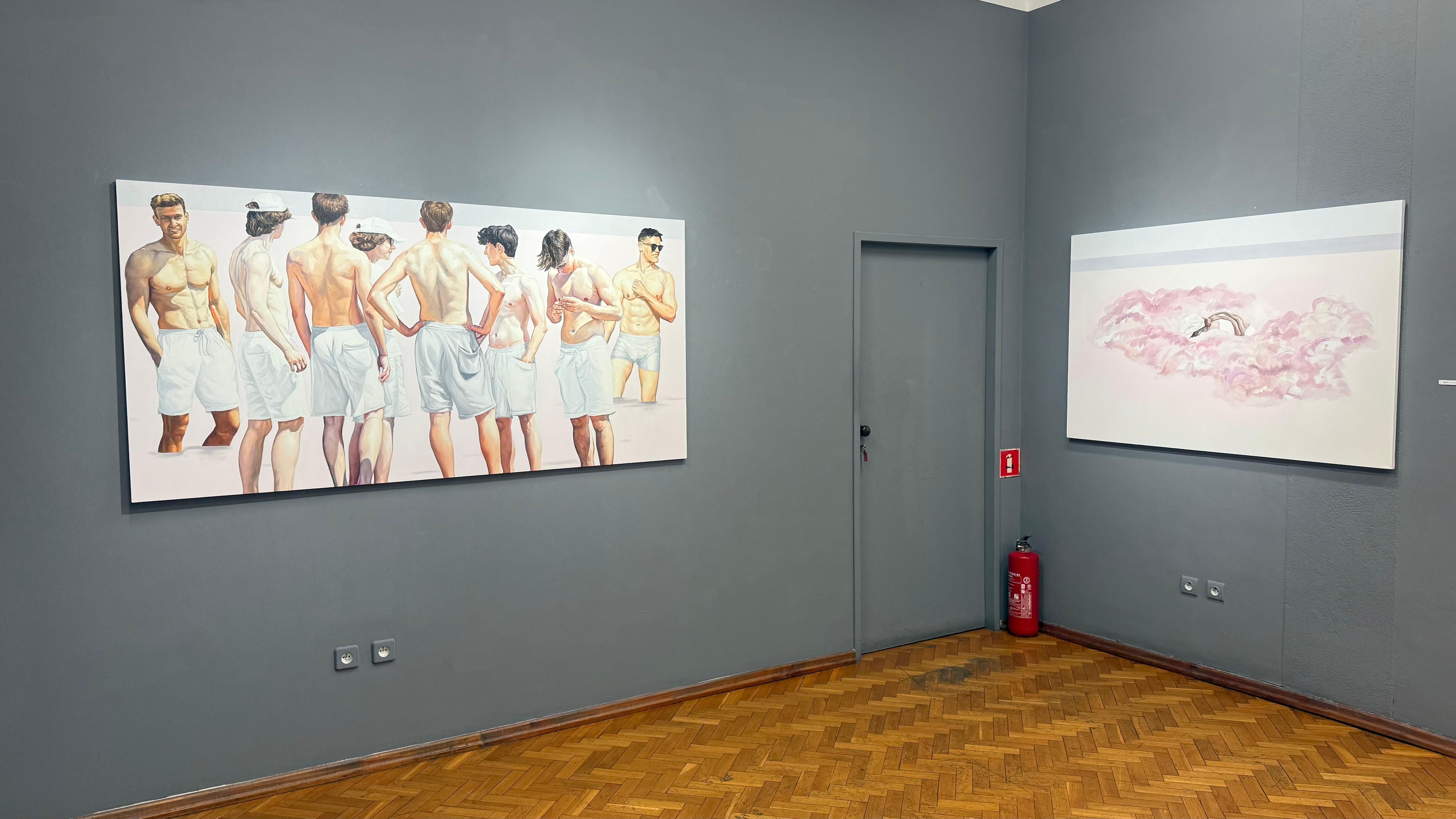 Beginn XI - Zeitgenössische fröhliche Ölmalerei, Strandansicht, Meeresküste, Pastell – Painting von Julita Malinowska