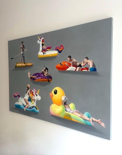 Bullet - Contemporary Joyful Figurative Oil Painting, Beach View, Seaside
