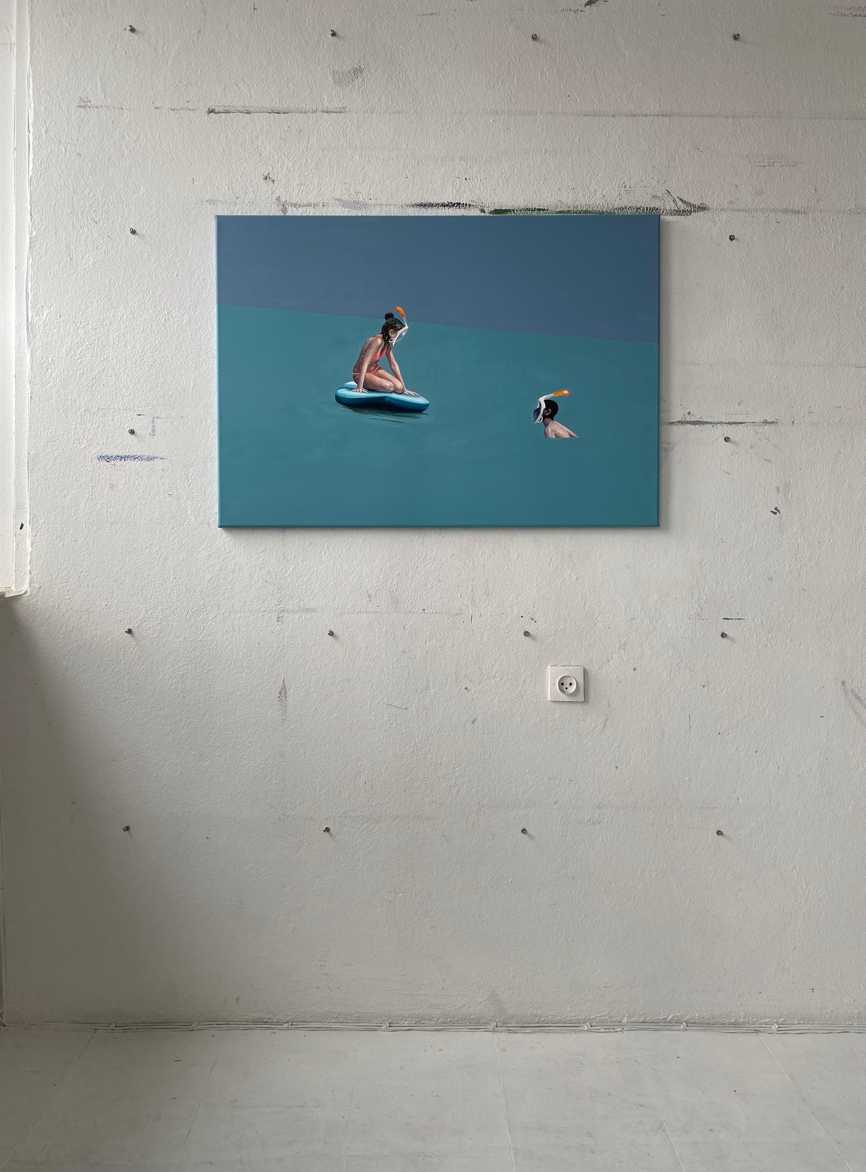Conversation 3 - Peinture à l'huile figurative contemporaine, Vue de la mer, réalisme, plage  - Contemporain Painting par Julita Malinowska