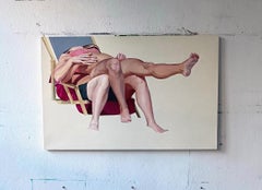 Couple I - Contemporary Figurative Oil Painting, Beach View, Love, Realism, Joy