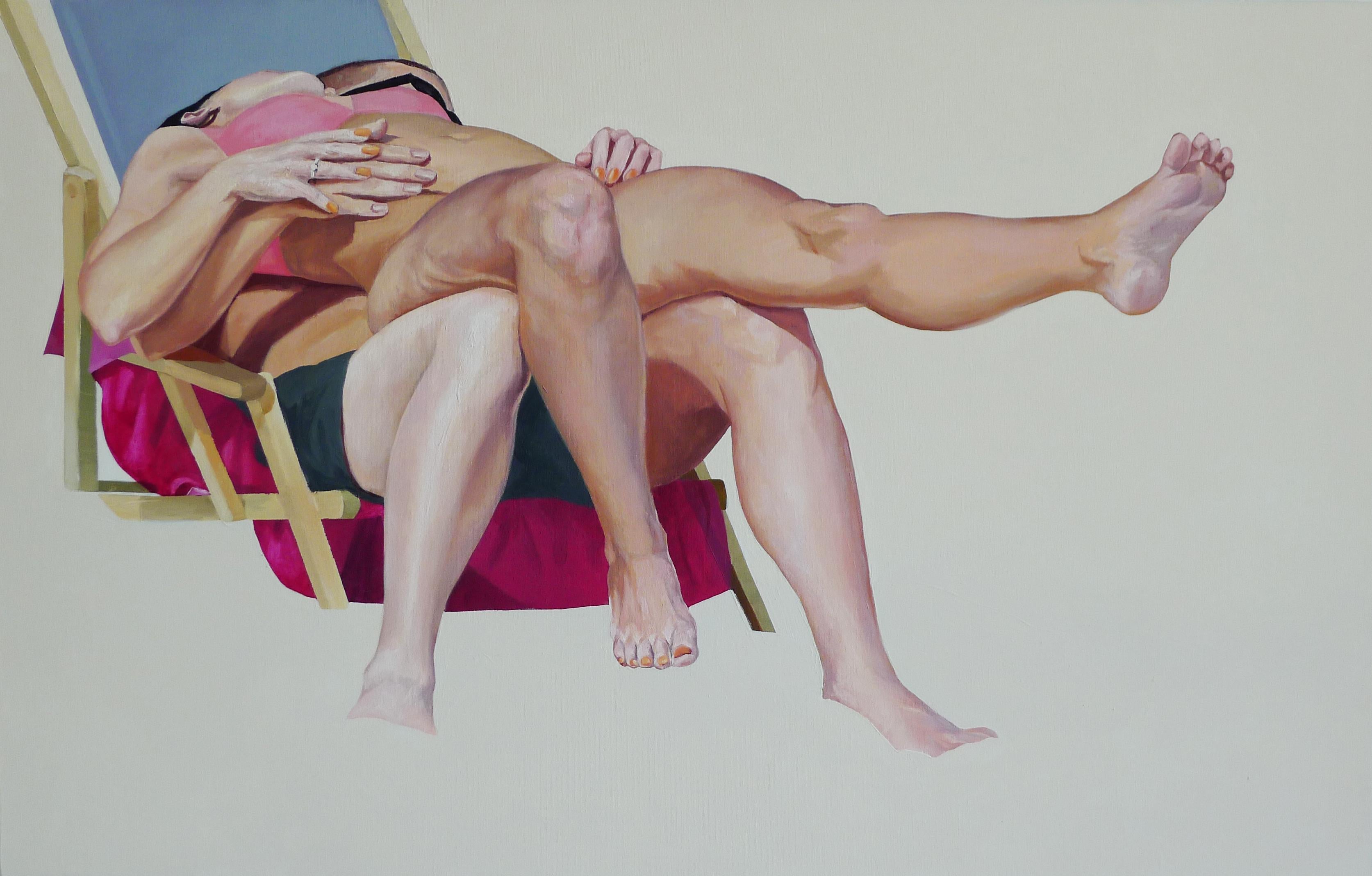 Julita Malinowska Figurative Painting - Couple I - Contemporary Figurative Oil Painting, Beach View, Love, Realism, Joy