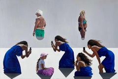 Dialogue VI - Contemporary Figurative Oil Painting, Beach View, People, Women