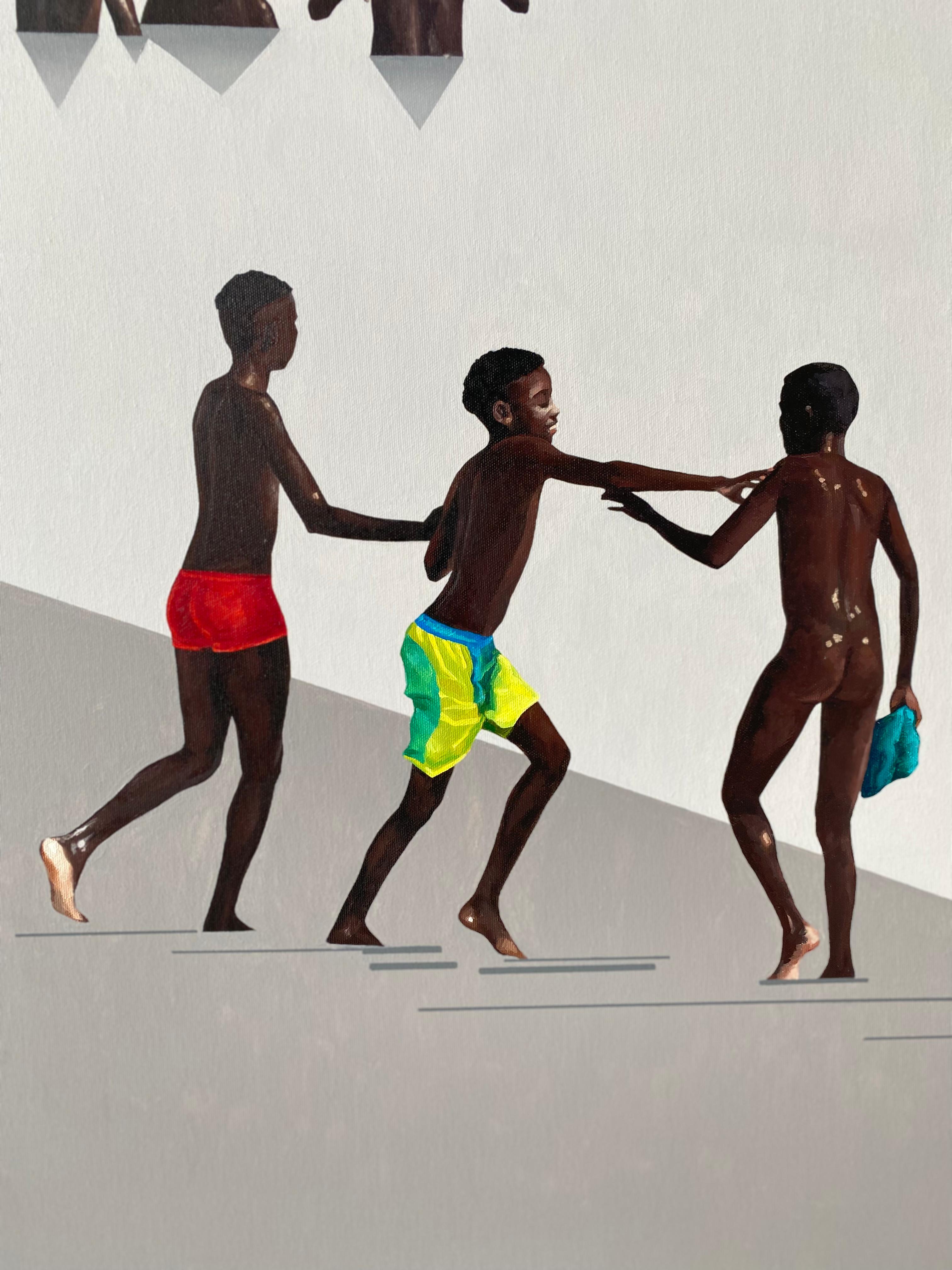Dialogue VIII - Zeitgenössische figurative Ölgemälde, Strandansicht, Menschen im Angebot 6
