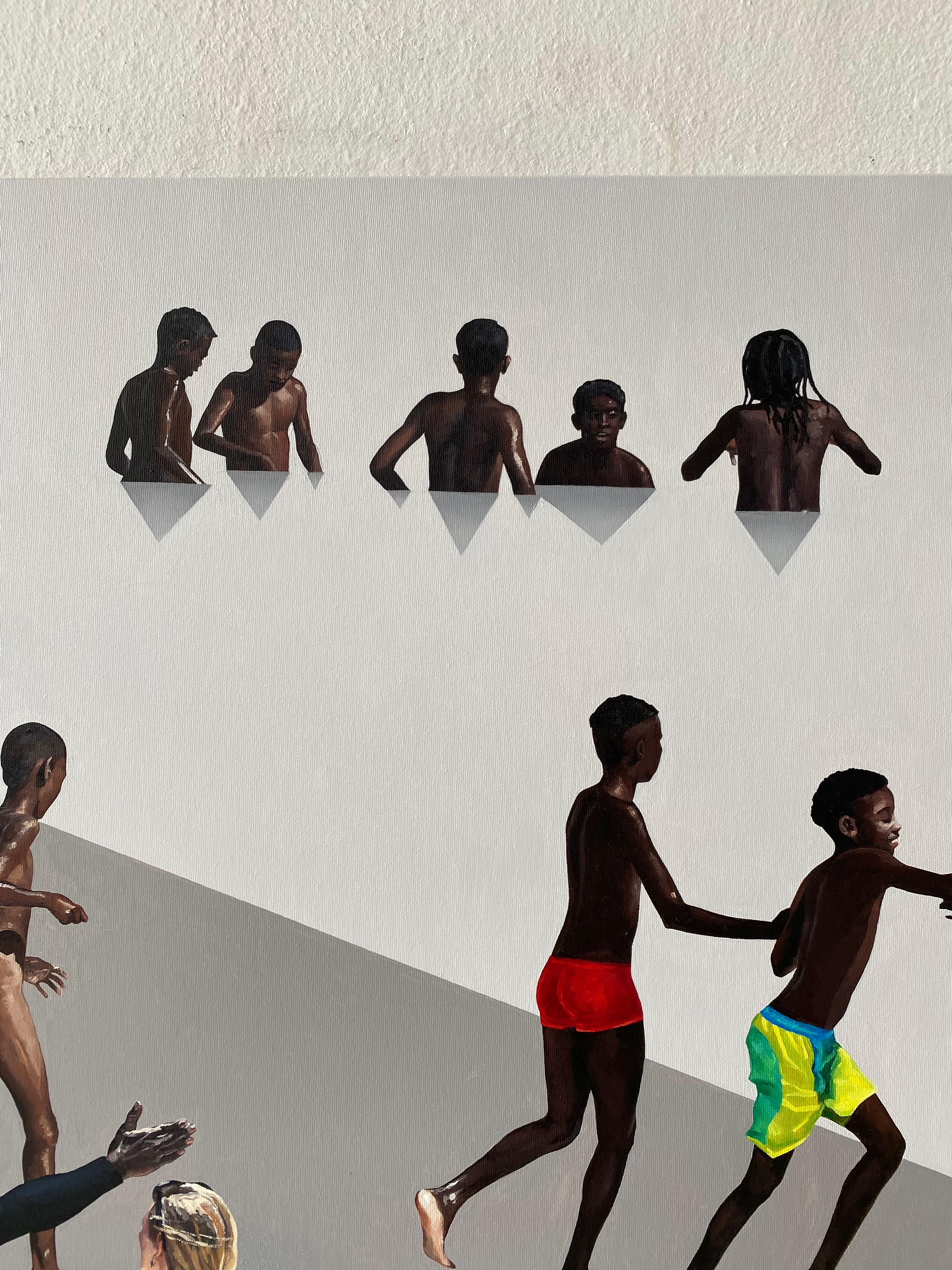 Dialogue VIII - Zeitgenössische figurative Ölgemälde, Strandansicht, Menschen im Angebot 7