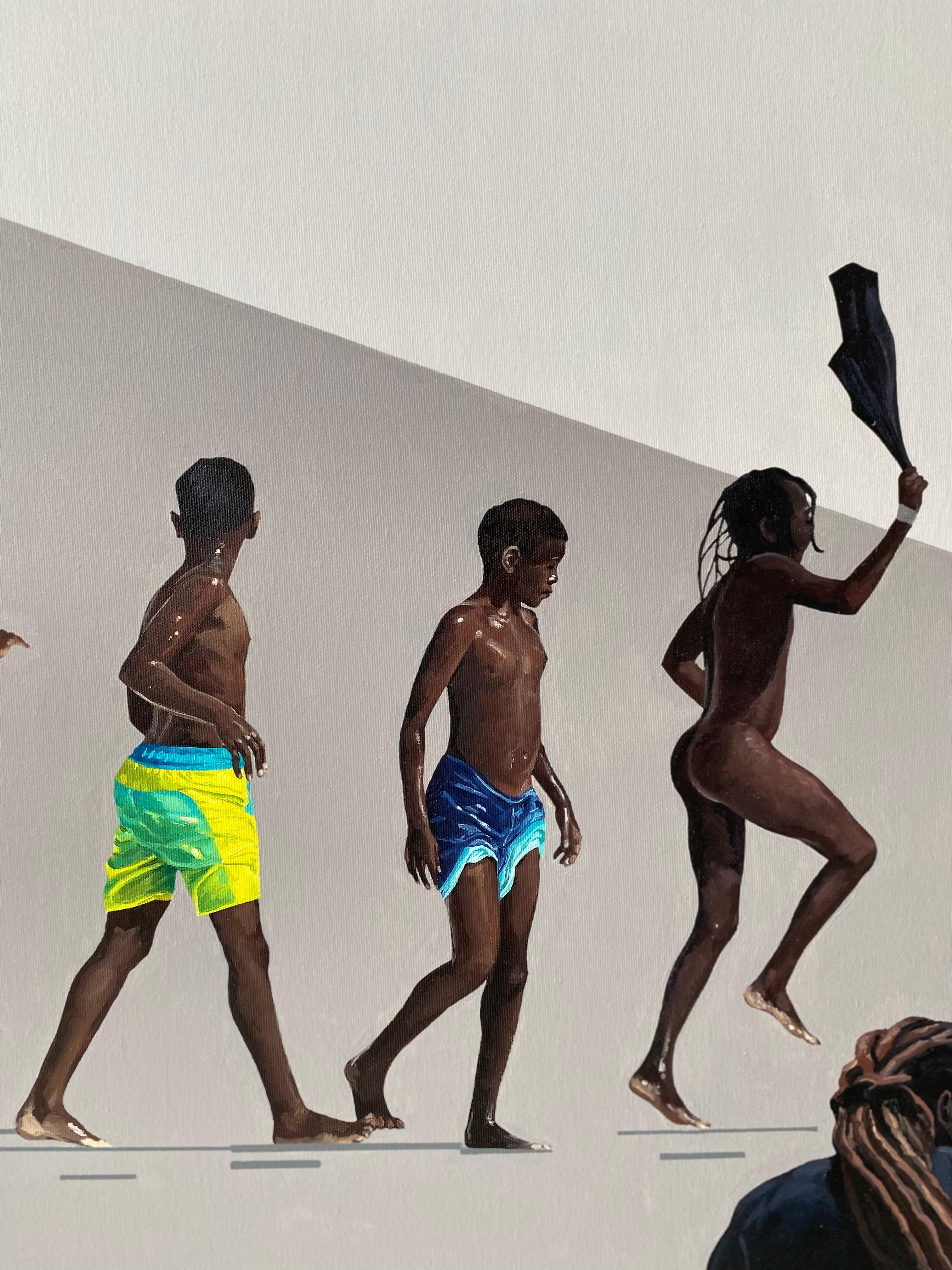 Dialogue VIII - Zeitgenössische figurative Ölgemälde, Strandansicht, Menschen im Angebot 2