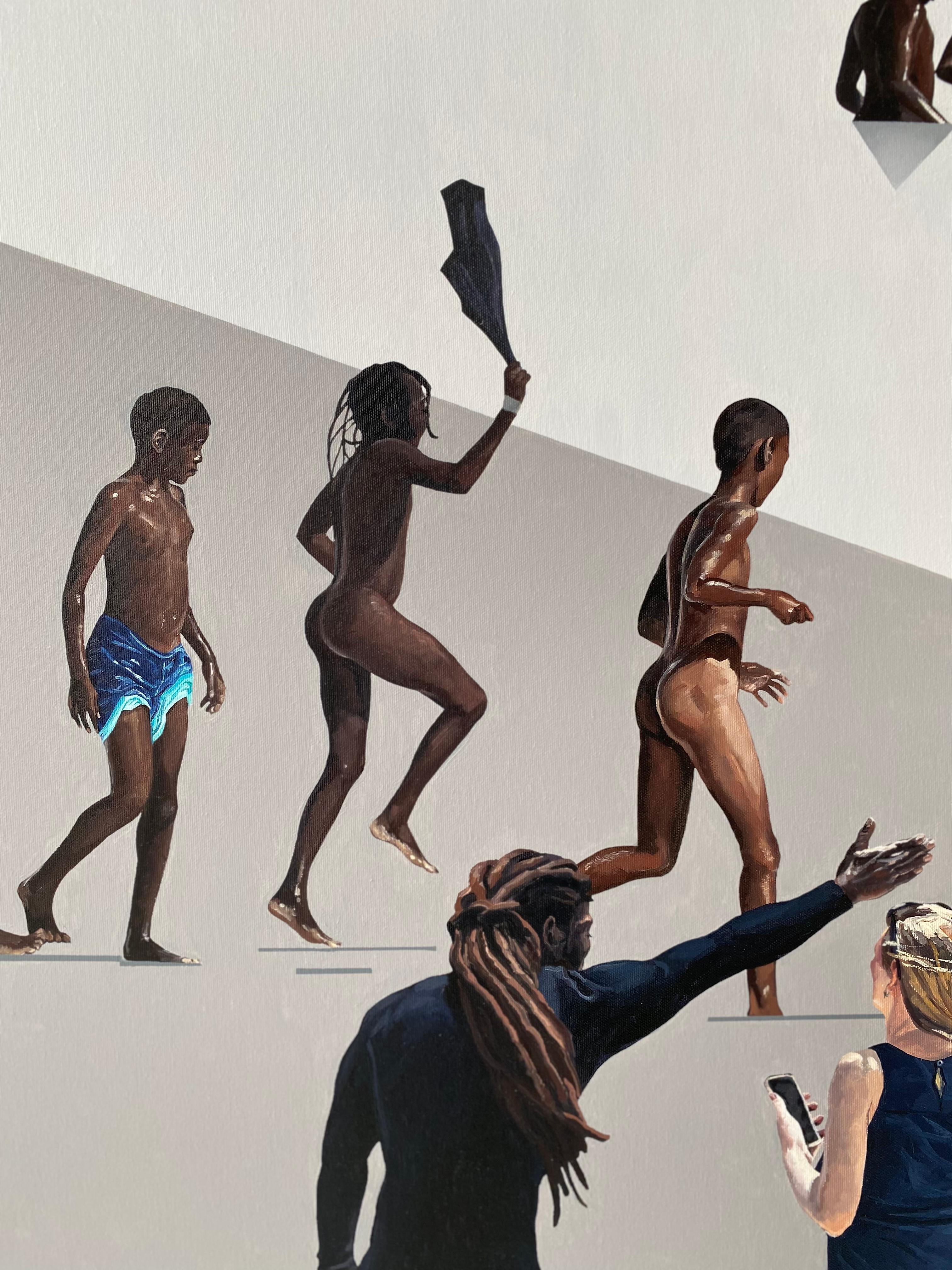 Dialogue VIII - Zeitgenössische figurative Ölgemälde, Strandansicht, Menschen im Angebot 3
