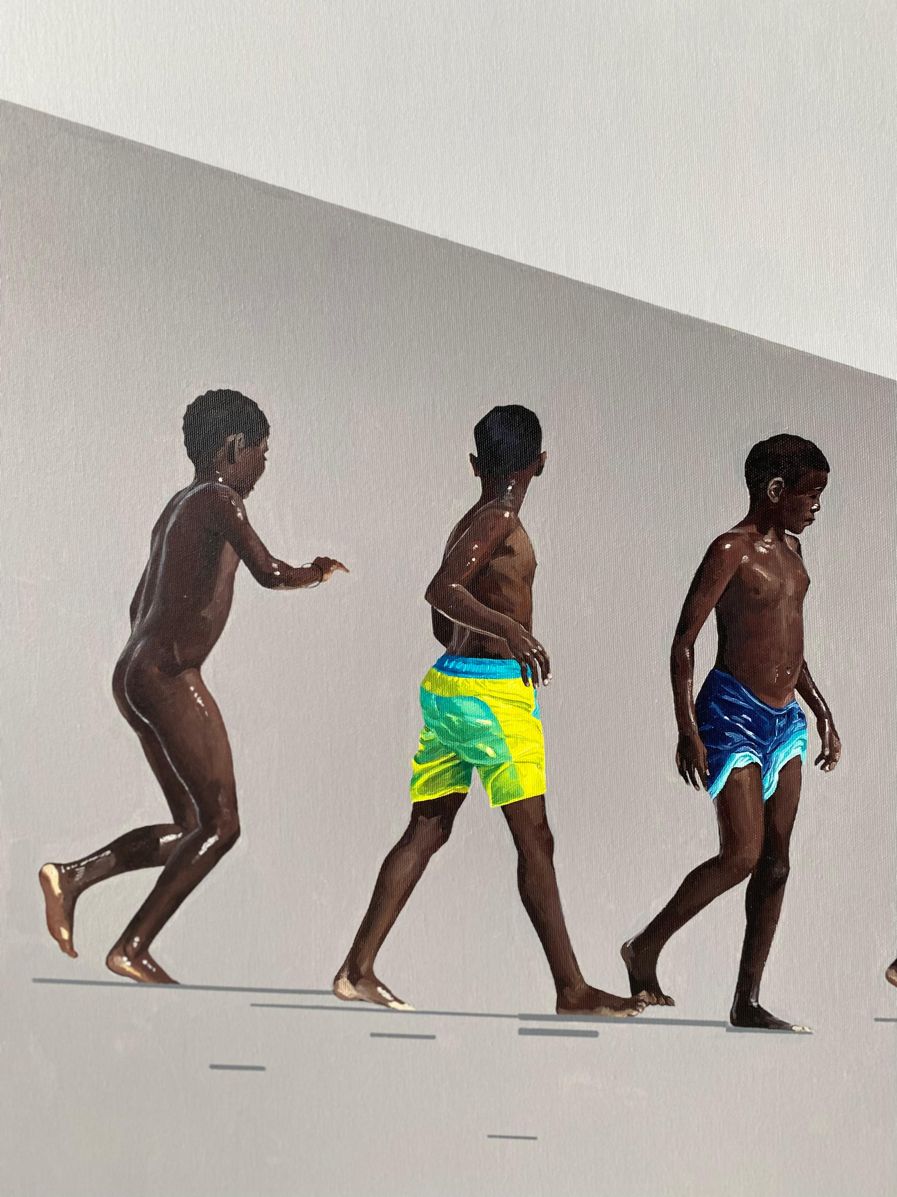 Dialogue VIII - Zeitgenössische figurative Ölgemälde, Strandansicht, Menschen im Angebot 4