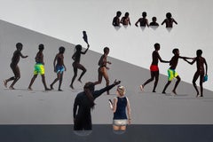Dialogue VIII - Zeitgenössische figurative Ölgemälde, Strandansicht, Menschen