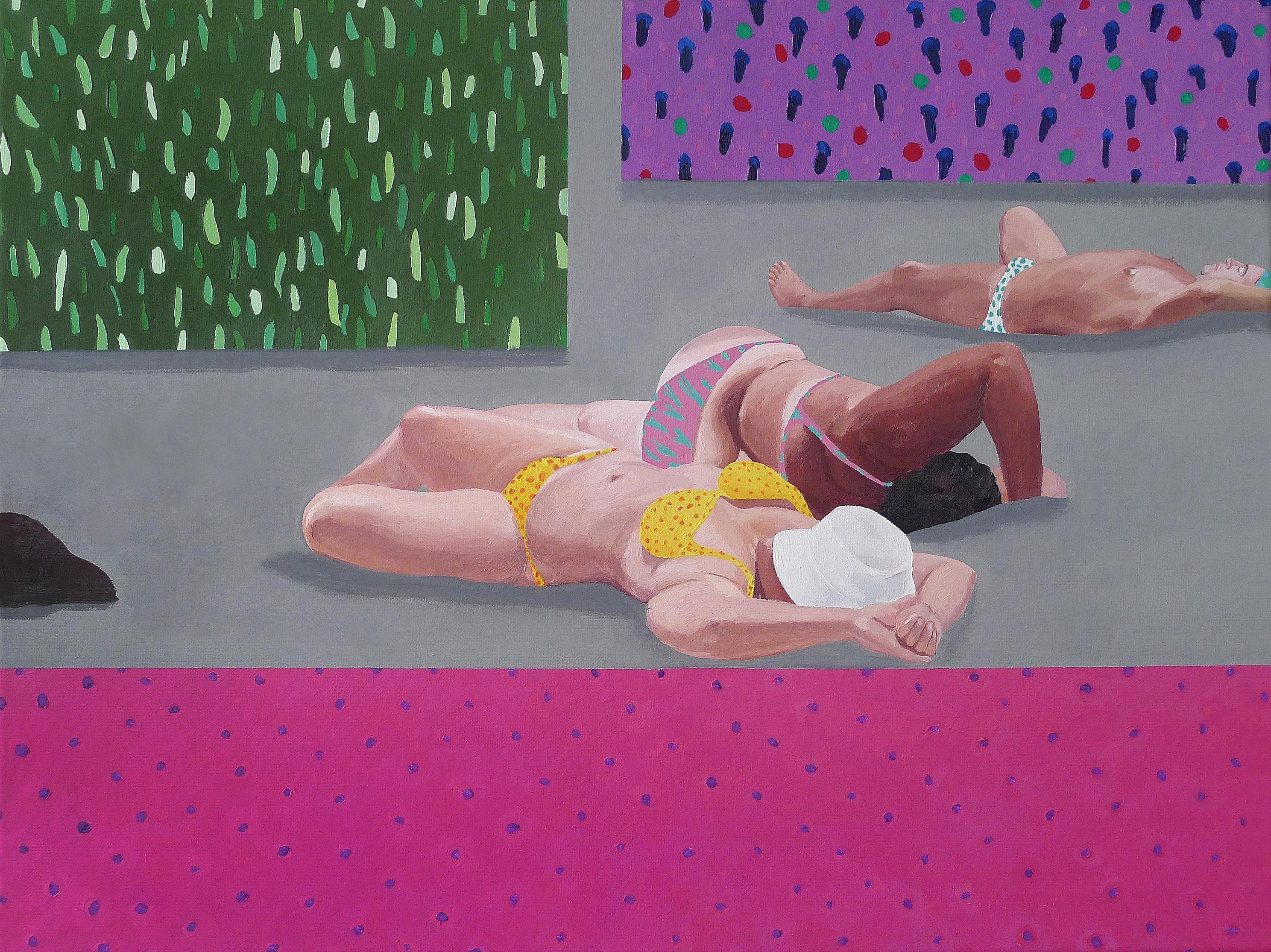 Figurative Painting di Julita Malinowska - Estasi - Pittura a olio figurativa contemporanea, Realismo, Vista sulla spiaggia, Persone