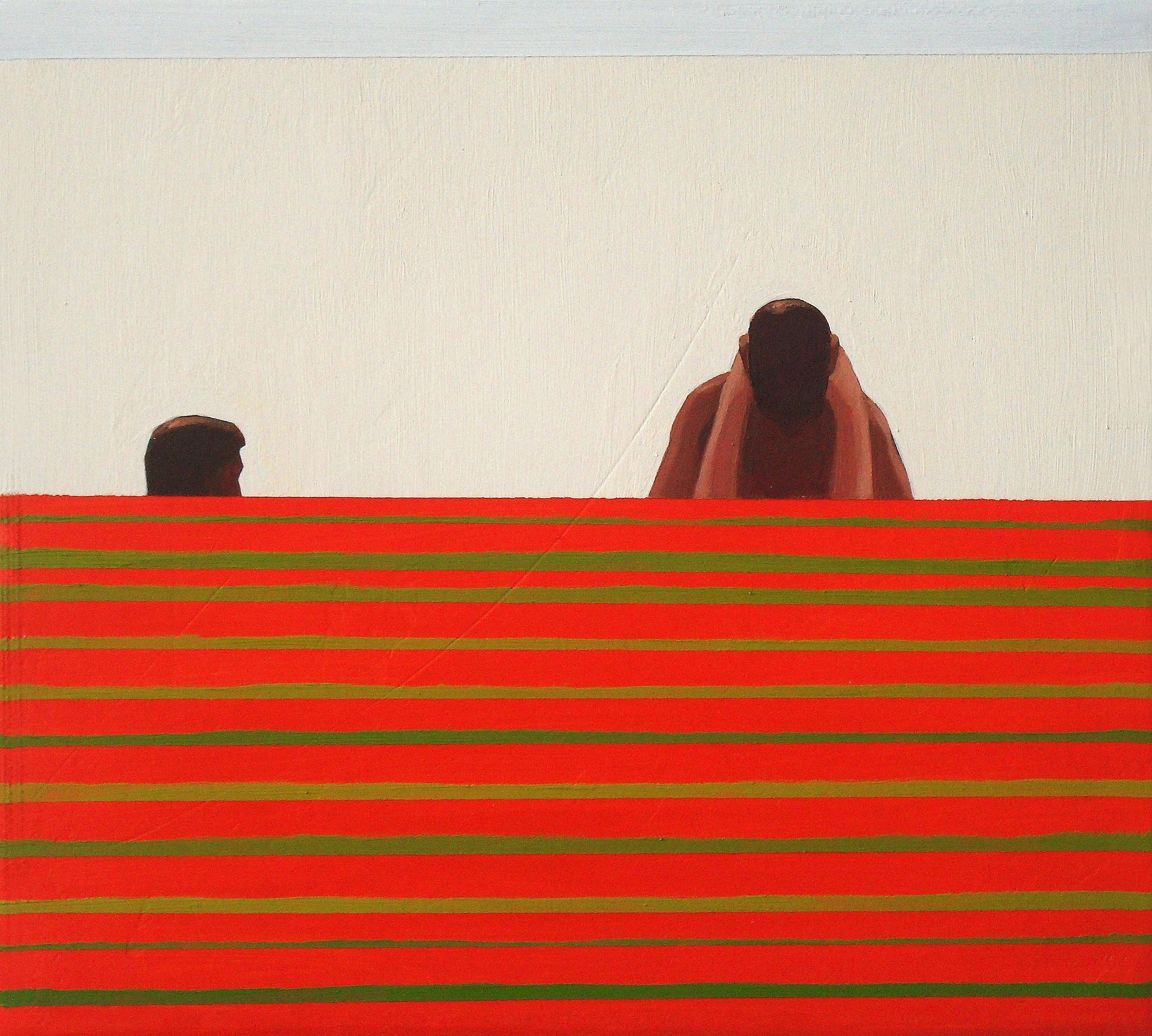 Erotico - Pittura ad olio figurativa contemporanea, Vista sulla spiaggia, Realismo, Minimalista