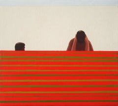 Erotico - Pittura ad olio figurativa contemporanea, Vista sulla spiaggia, Realismo, Minimalista
