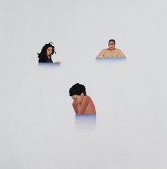 Family 2 - Contemporary Minimalistic Figurative Oil Painting, Realism, Beach   