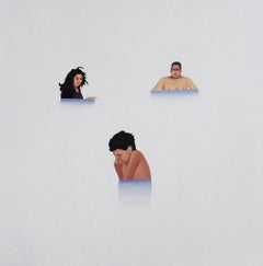 Family 2 - Contemporary Minimalistic Figurative Oil Painting, Realism, Beach