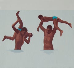 Feminine & Masculine XV - Modern Figurative Oil Painting, Beach View, Realism