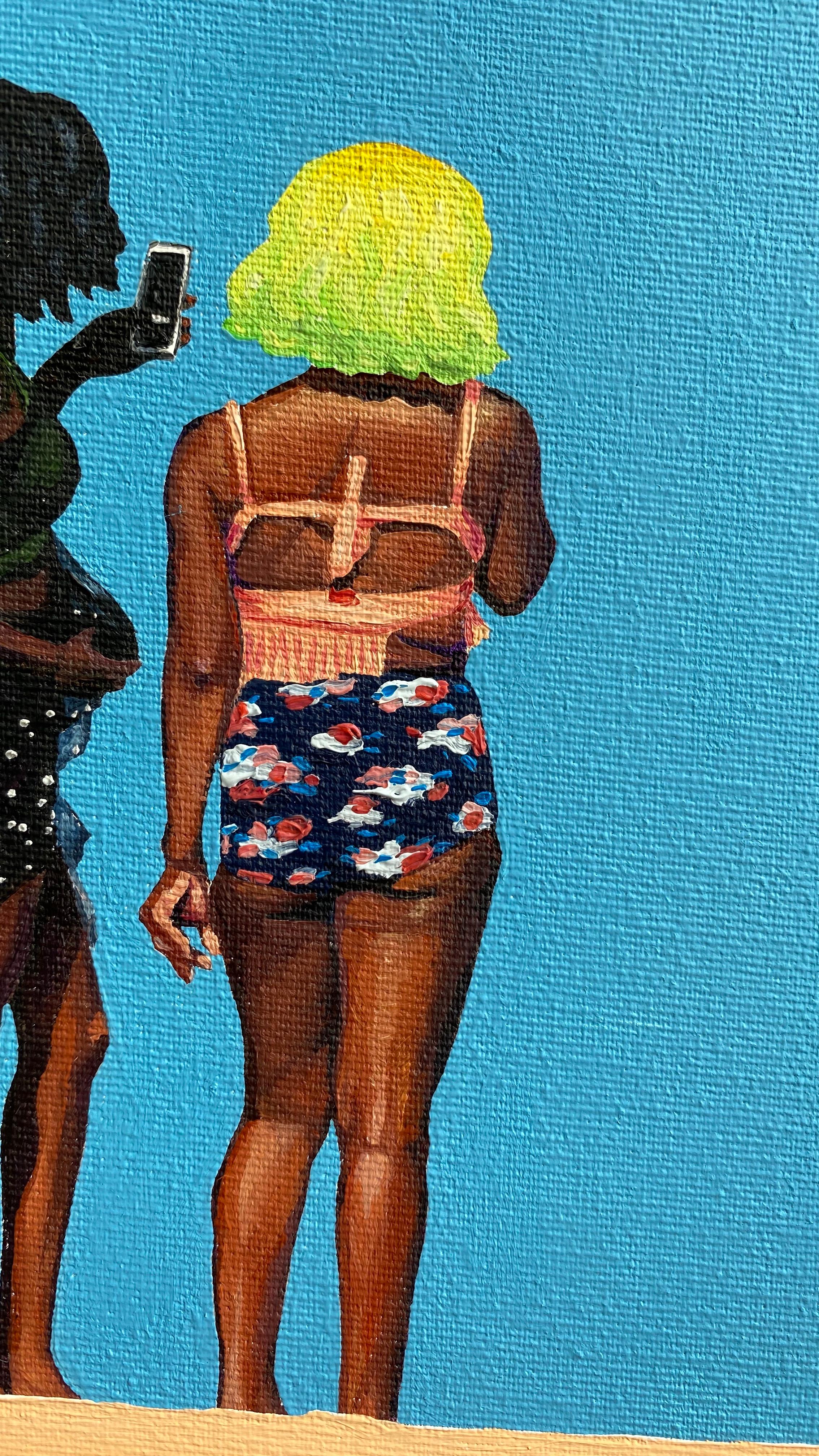 Ragazze 1 - Pittura ad olio figurativa moderna, Vista sulla spiaggia, Realismo, Ritratto di donna - Painting Contemporaneo di Julita Malinowska
