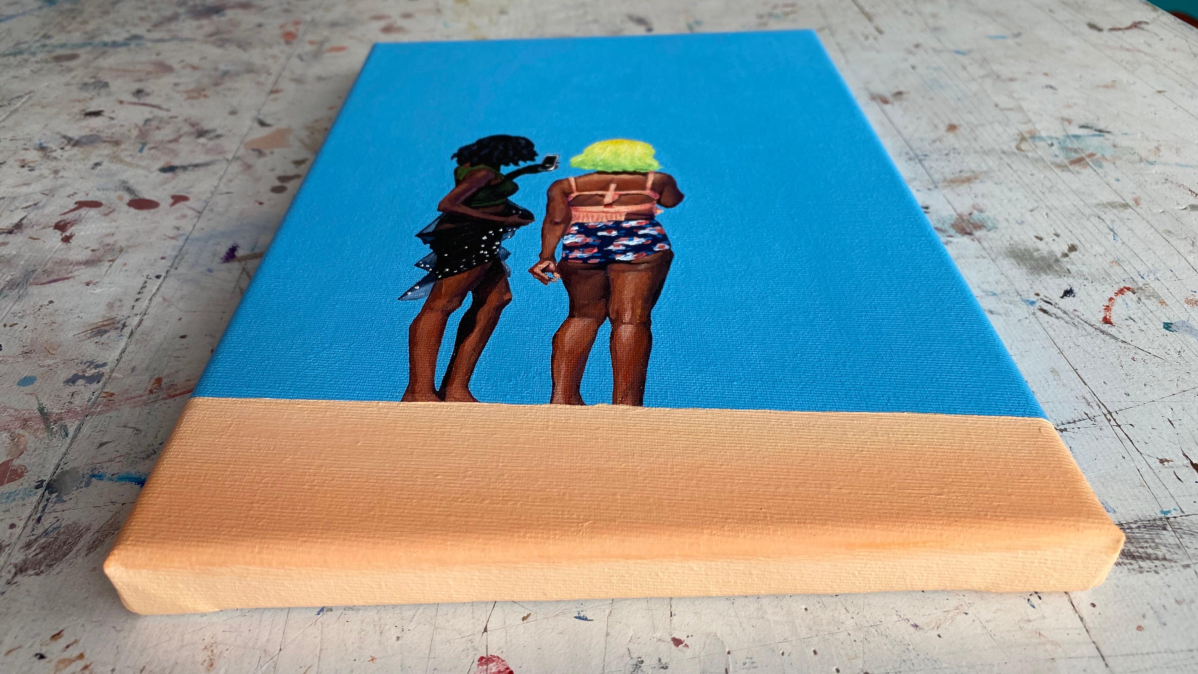 Ragazze 1 - Pittura ad olio figurativa moderna, Vista sulla spiaggia, Realismo, Ritratto di donna in vendita 2