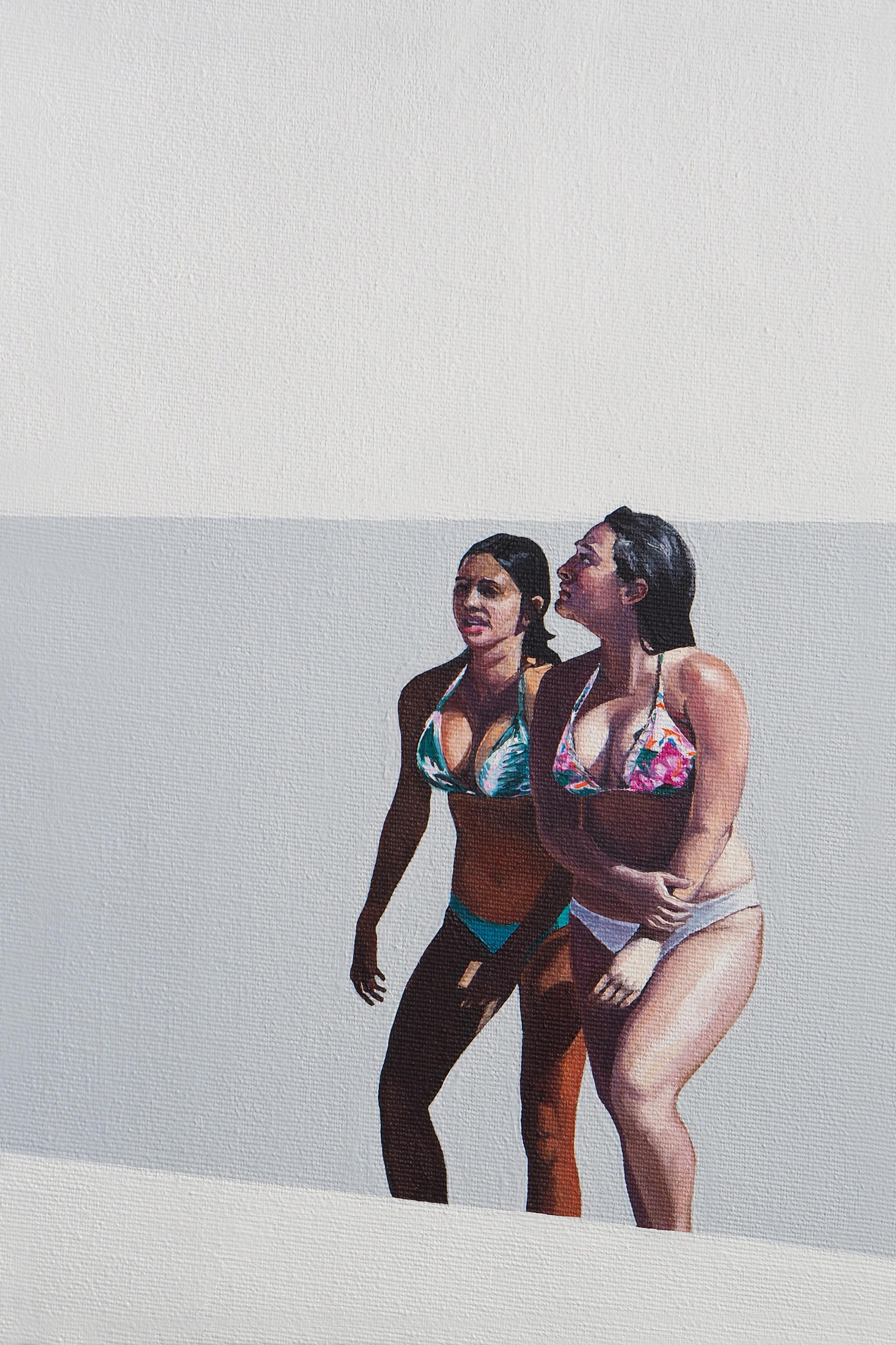 Julita Malinowska Portrait Painting - Girls 3 - Modern Figurative Oil Painting, Beach View, Realism, Women Portrait
