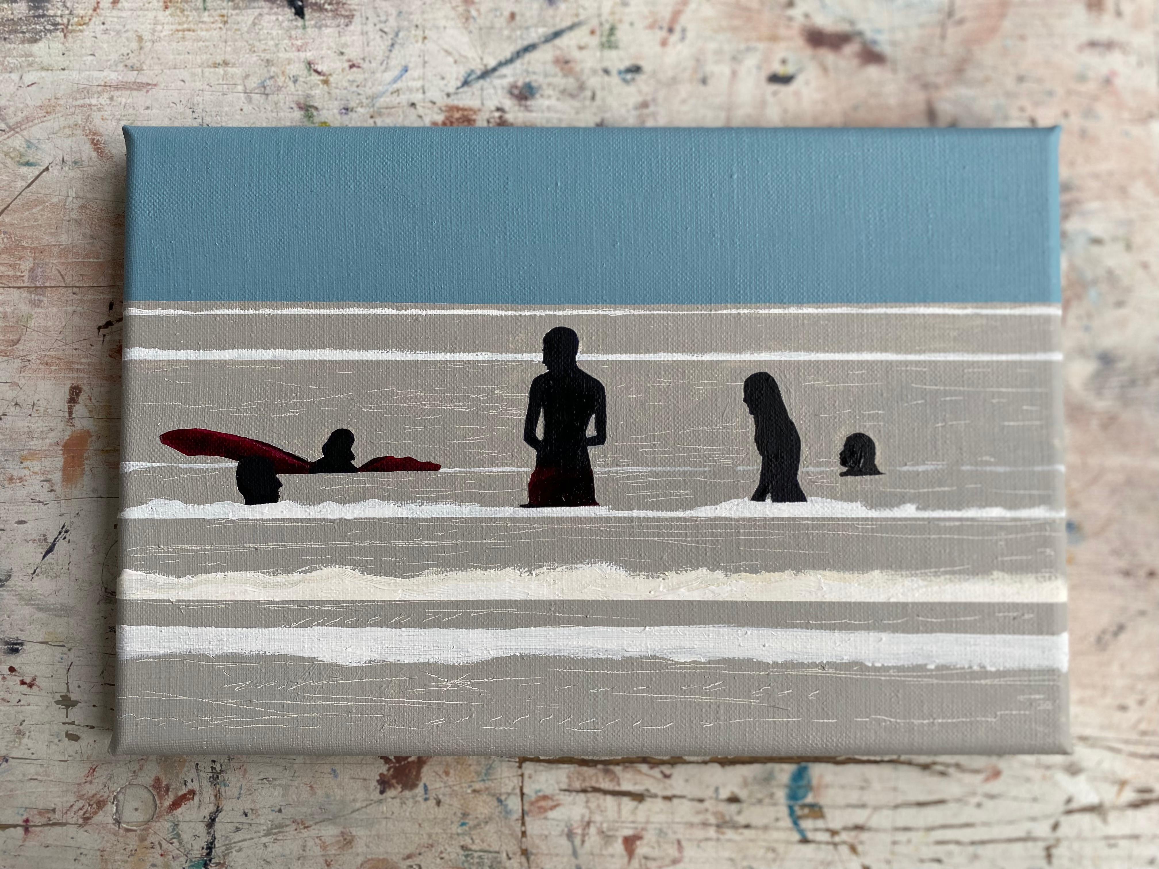 Glare 2 - Modern Figurative Joyfull Oil Painting, Sea View, Waves For Sale 6