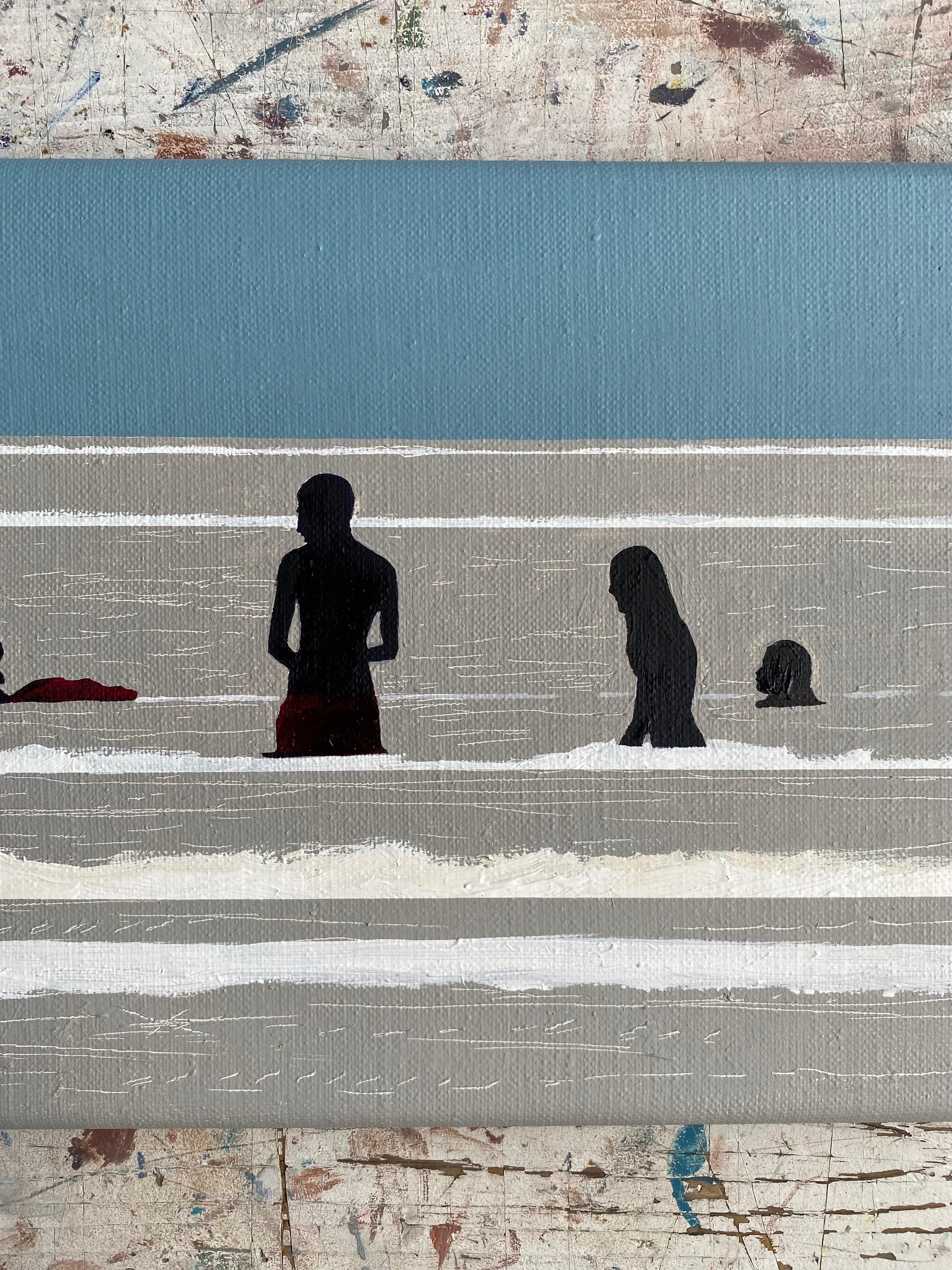 Glare 2 - Modern Figurative Joyfull Oil Painting, Sea View, Waves For Sale 3